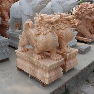 Stone carving Kirin ornaments stone sculpture manufacturers marble mythical beast sculpture stone Kirin town house ornaments carving factory