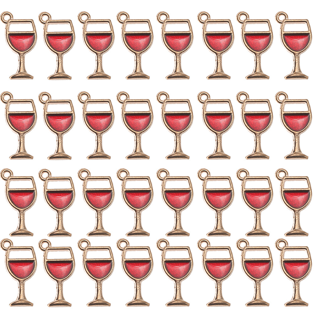 12g Weight Pendant Jewelry Making Type DIY Jewelry Accessories Classification 10 Pieces Quantity Alloy Material Wine Glass Pattern Enamel Design Simple Style Style 10 Pieces Alloy Wine Glass Pendant 无