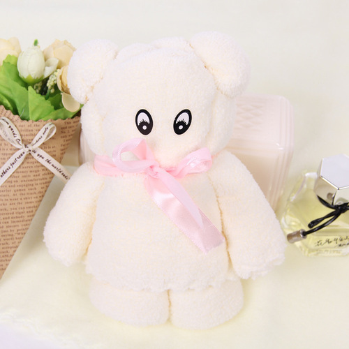 Manufacturer wholesale bear towel companion gift wedding shop cute shape return gift creative coral velvet towel