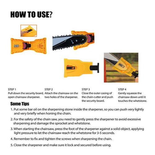 Chain saw sharpener for woodworking, chain saw chain sharpener, quick chain sharpening tool, chain sharpening stone, saw blade sharpener