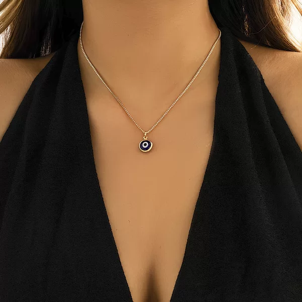European and American Cross-border Jewelry Simple Fashion Single-layer All-match Eye Clavicle Chain Devil's Eye Pendant Niche Necklace