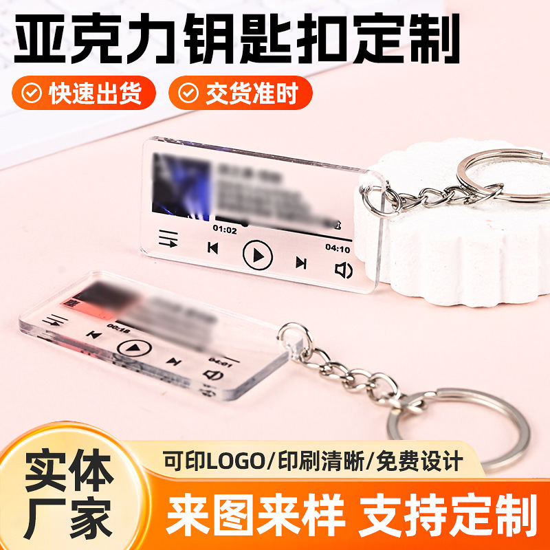 Custom acrylic lyrics keychain, transparent double-sided photo DIY pendant, anime and celebrity merchandise customization
