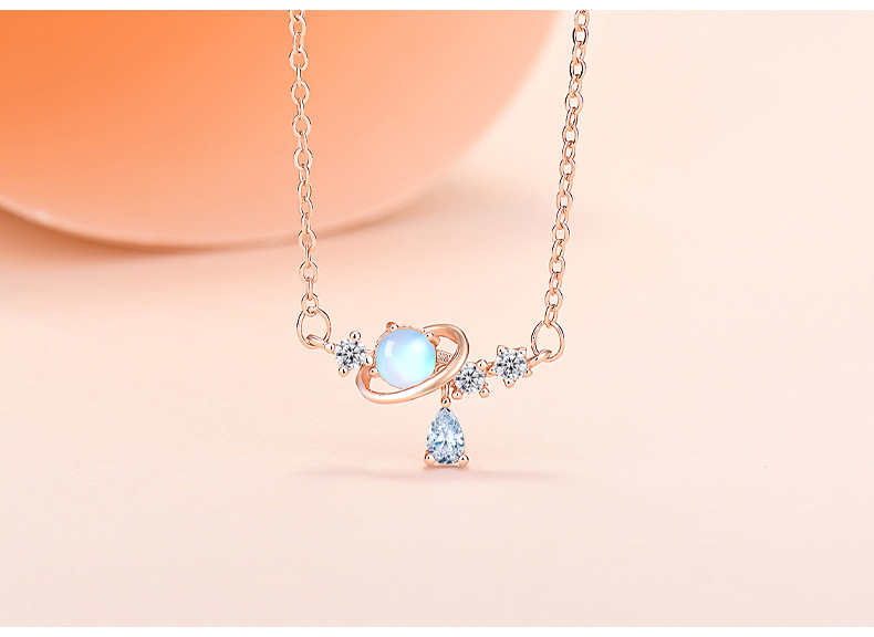 Street Occasion Copper Material Sweet Planet Copper Plating Inlay Zircon Necklace