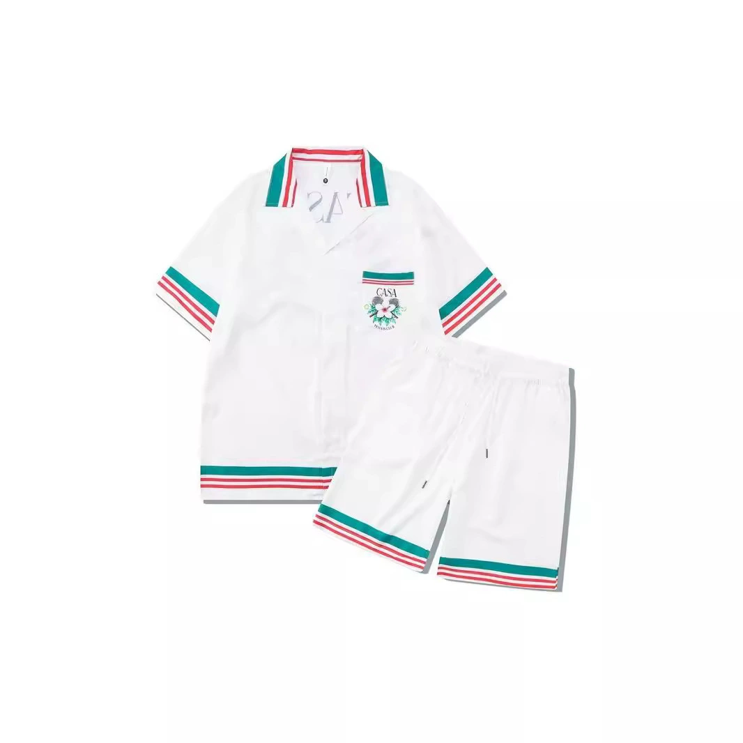 2024 Европа и США High Street Цветочная рубашка CASA кубинский воротник повседневная рубашка трансграничные шорты с короткими рукавами для мужчин