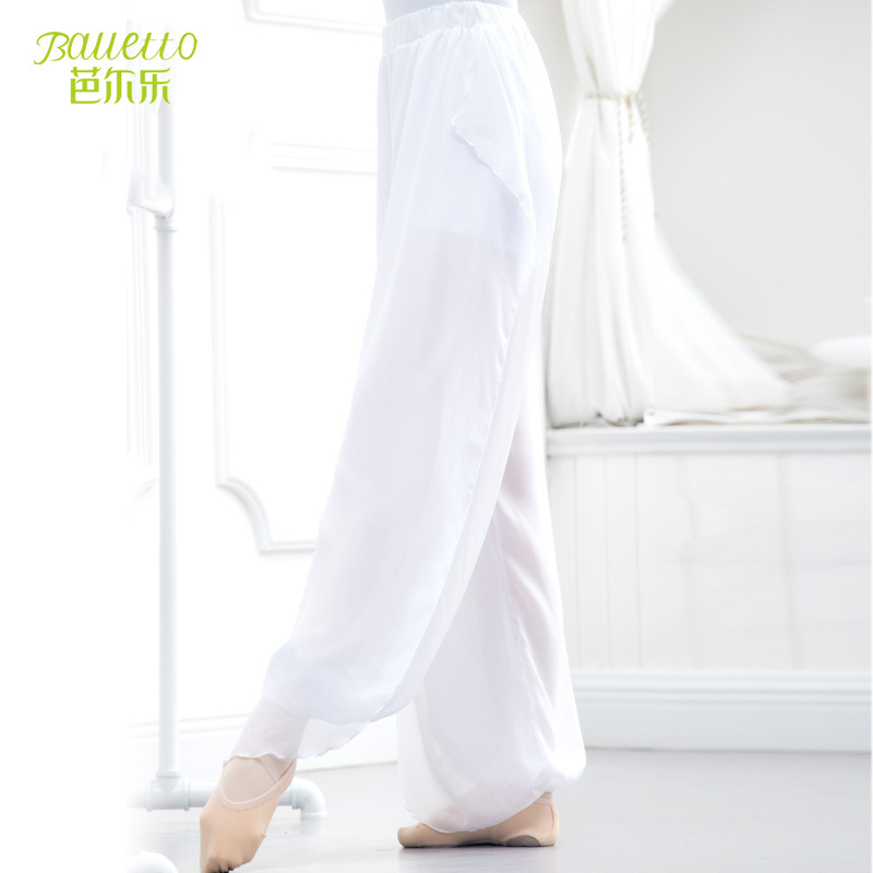 balletto elegant chiffon dance practice pants female adult loose straight wide leg pants a generation of hair