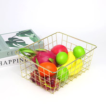 北欧金属收纳篮子金色家居铁艺杂物储物筐桌面零食水果铁艺置物篮