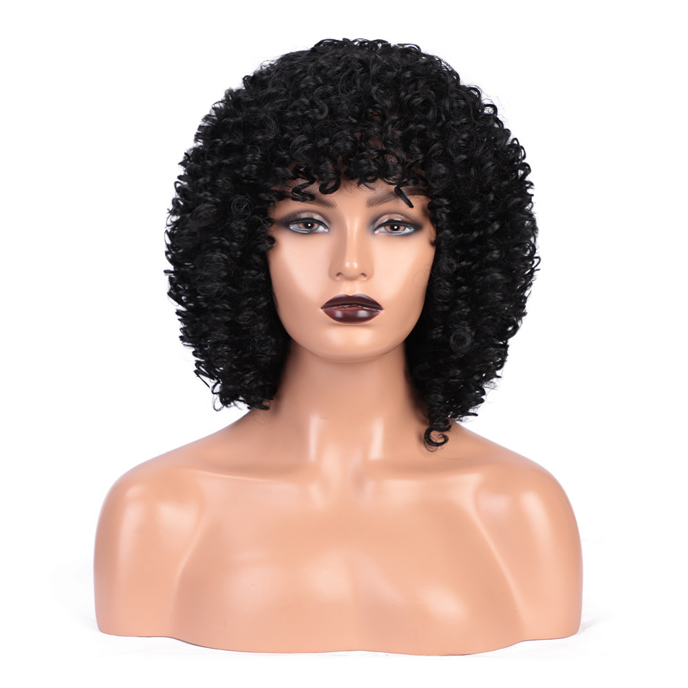 África comercio exterior explosivo cabeza pequeña pelucca damas corta cabeza negra pequeña pelucca Curly Afro Wig
