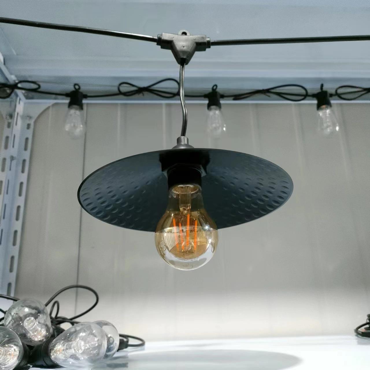 供应款 螺牙灯头带灯罩E27防水灯串线 美标e26室外内装饰照明灯串