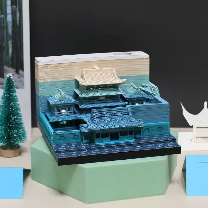 跨境新款3d立体便签纸雕创意模型超级圣诞日历周历便利本桌面摆件|undefined
