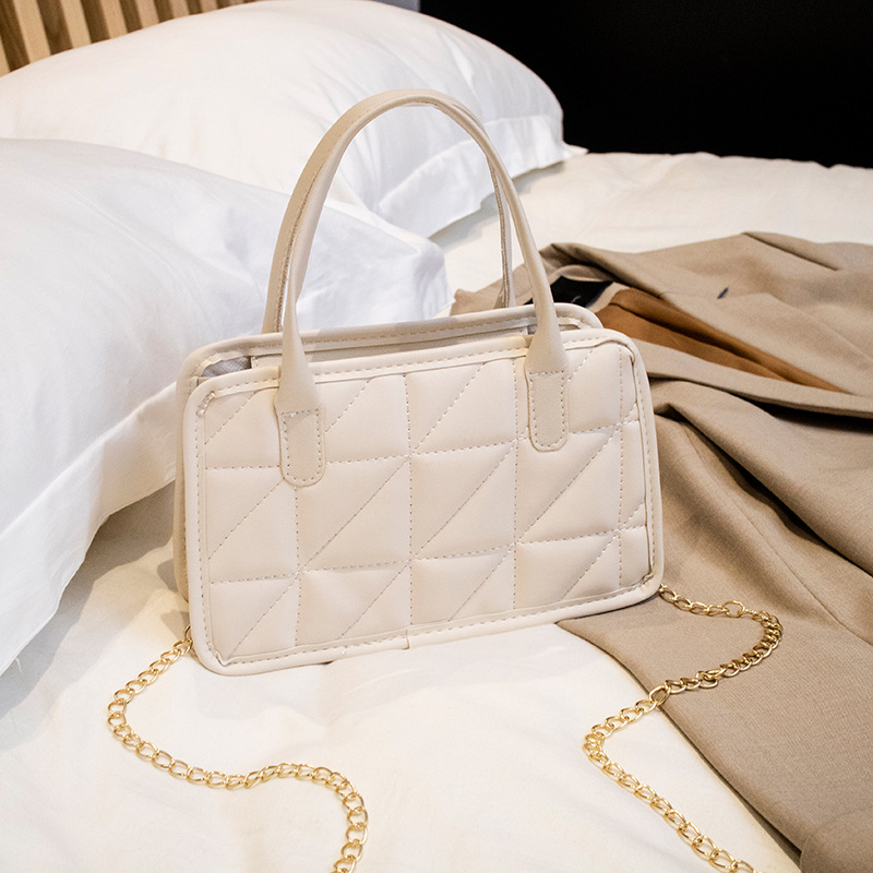 Bolso de las mujeres nuevo estilo acanalado portátil pequeño bolso cuadrado simple caramelo color crossbody bolsa moda personalizada cadena bolso de hombro