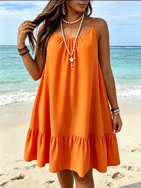 2026 Summer Amazon European and American Cross-Border Loose Sexy Sleeveless Solid Color Dress