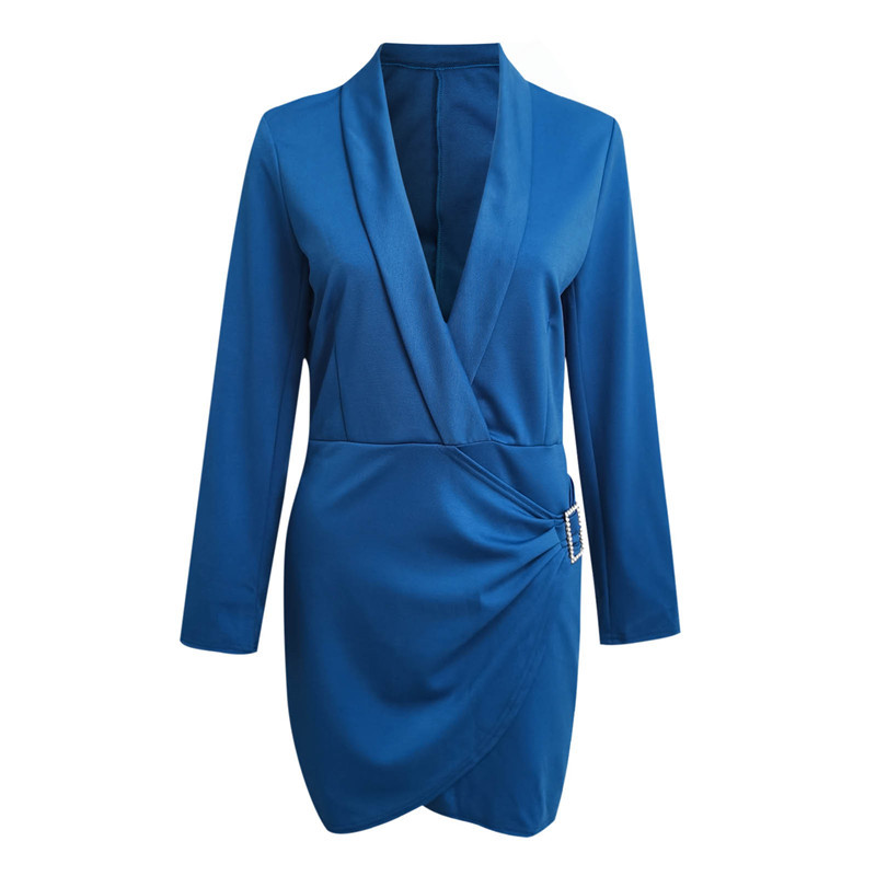 Autumn And Winter Women's Long Sleeve V-neck Party Dress Office Women