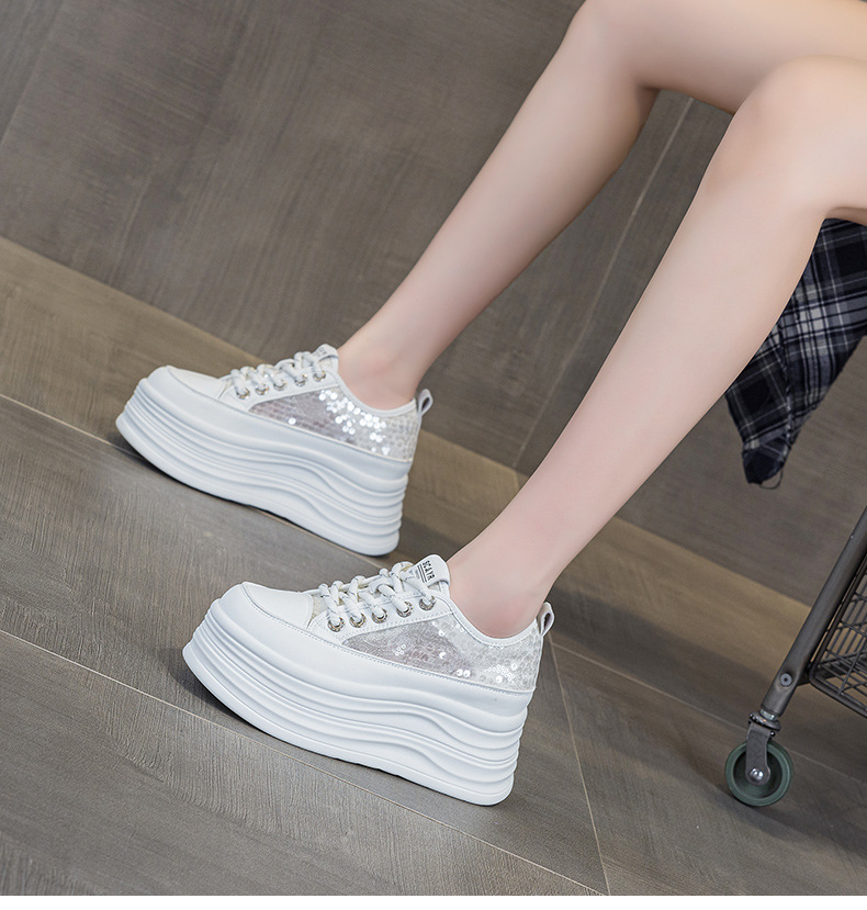 Giày sneaker nữ đế dày tăng chiều cao ẩn sequin hè 2026 — M2855 màu hồng, M2855 Màu đen, M2855 màu be chi tiết 26