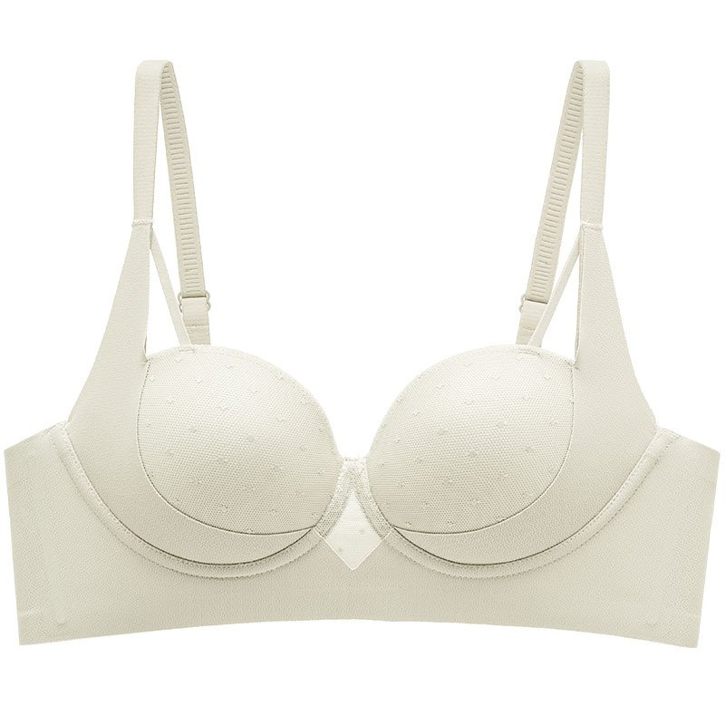 Ropa interior caliente en vivo, pechos pequeños para mujeres, sin anillo de acero, media taza, lunares, ropa interior de moda, sujetador antiflacidez, verano