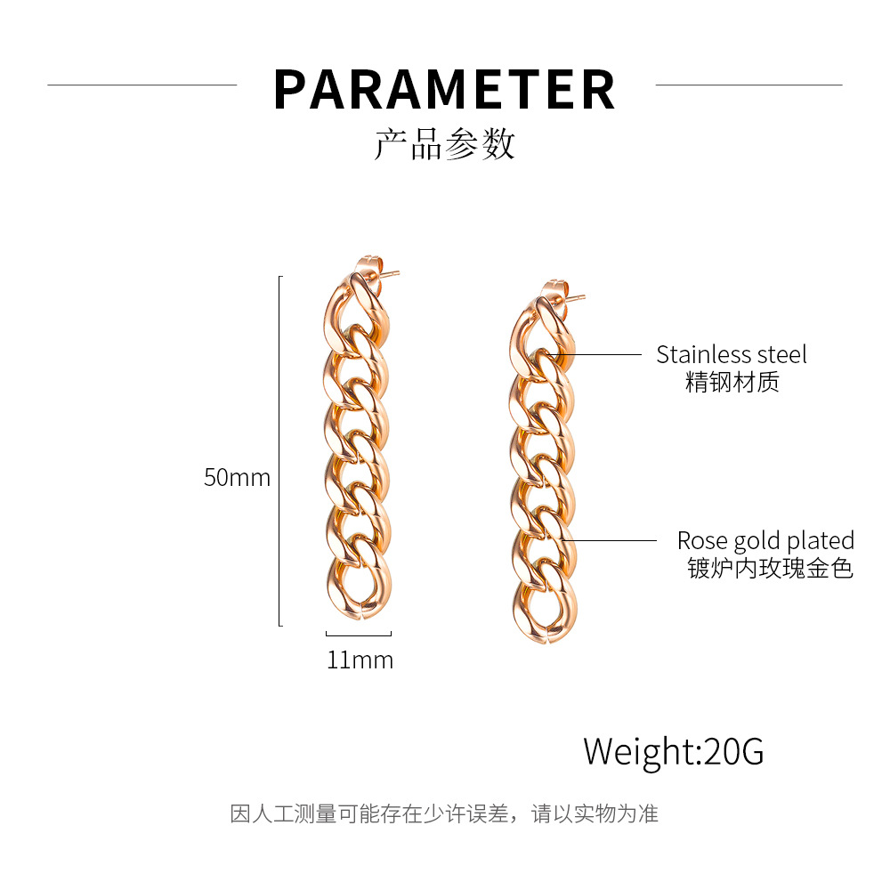 Simple Stainless Steel Chain Earrings Wholesale display picture 1