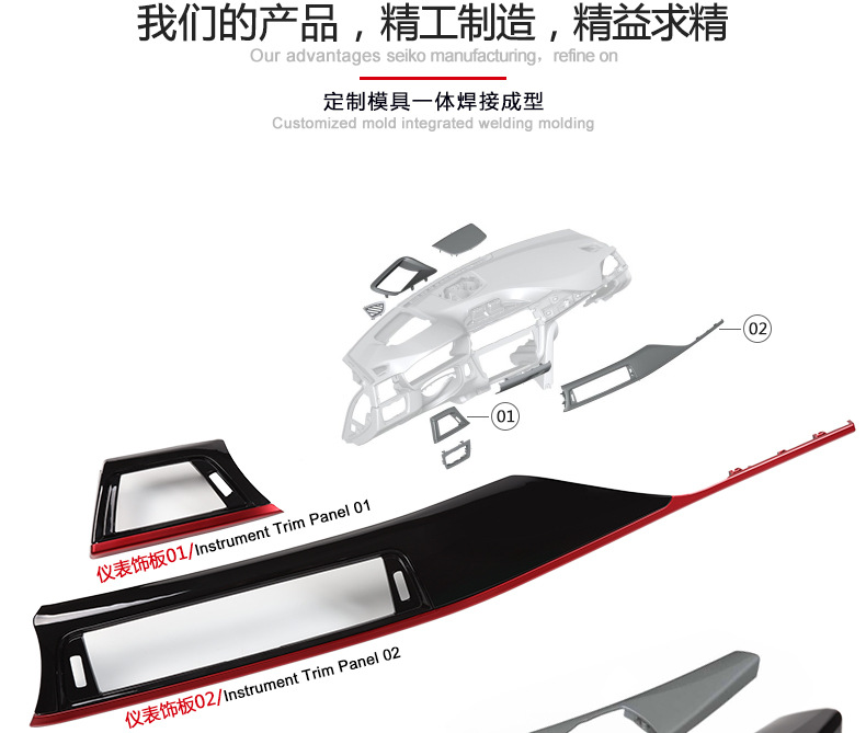 Suitable for BMW 3 Series 4 Series Sports 7-piece set BMW 3 Series central control 3 Series red sports kit 3GT kit