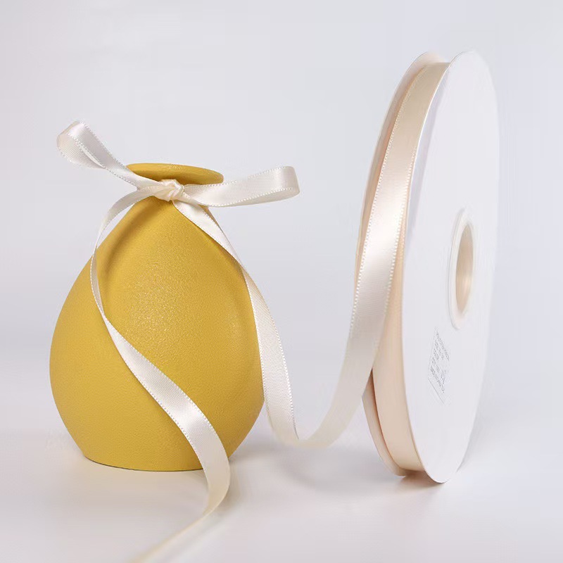 1cm de poliéster de doble cara cinta de color puro decoración de pastel caja de regalo embalaje floral cinta horneado cinta de decoración