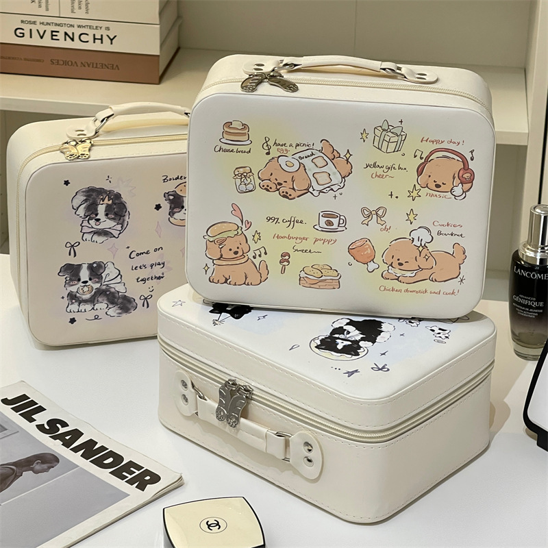 Bolso cosmético portátil lindo original de gran capacidad nuevo portátil con espejo bolsa de lavado impermeable caja de almacenamiento de cosméticos