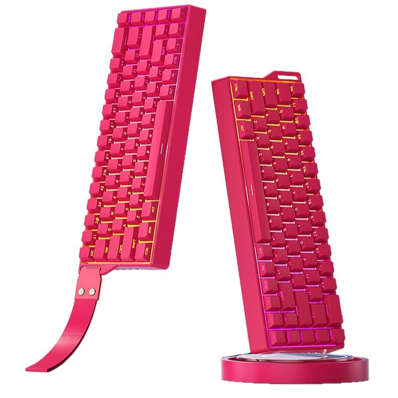 Teclado mecánico de deportes electrónicos FV K68 conexión de tres modos 68 teclas para juegos especiales de teclas completas en caliente intercambiable RGB efecto de luz de color