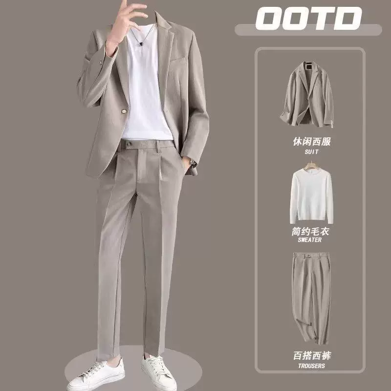  Men's Leisure Suit Trousers Set, Classic 2-Piece Outfit, Multi-Color, Sizes S–5XL
