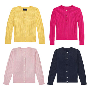 Combed Cotton Twist Knitted Sweater for Girls Spring Autumn and Winter Knitted Cardigan Embroidered Sweater Baby Long Sleeve Sweater Coat