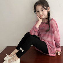 咘米儿春夏莫代尔女童打底裤韩版儿童外穿螺纹薄款中学生休闲童裤