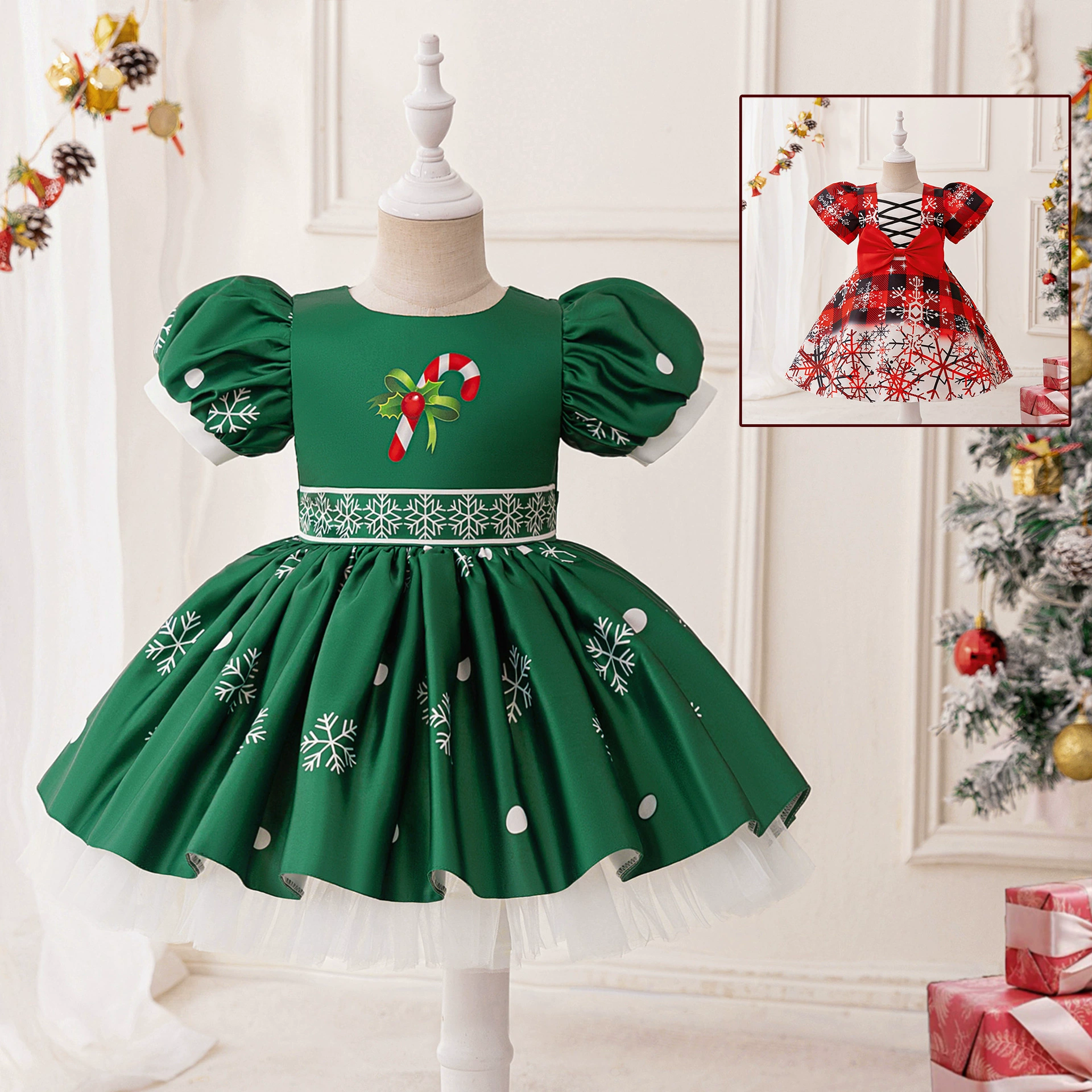 Christmas Dress Детское платье с принтом снежинки