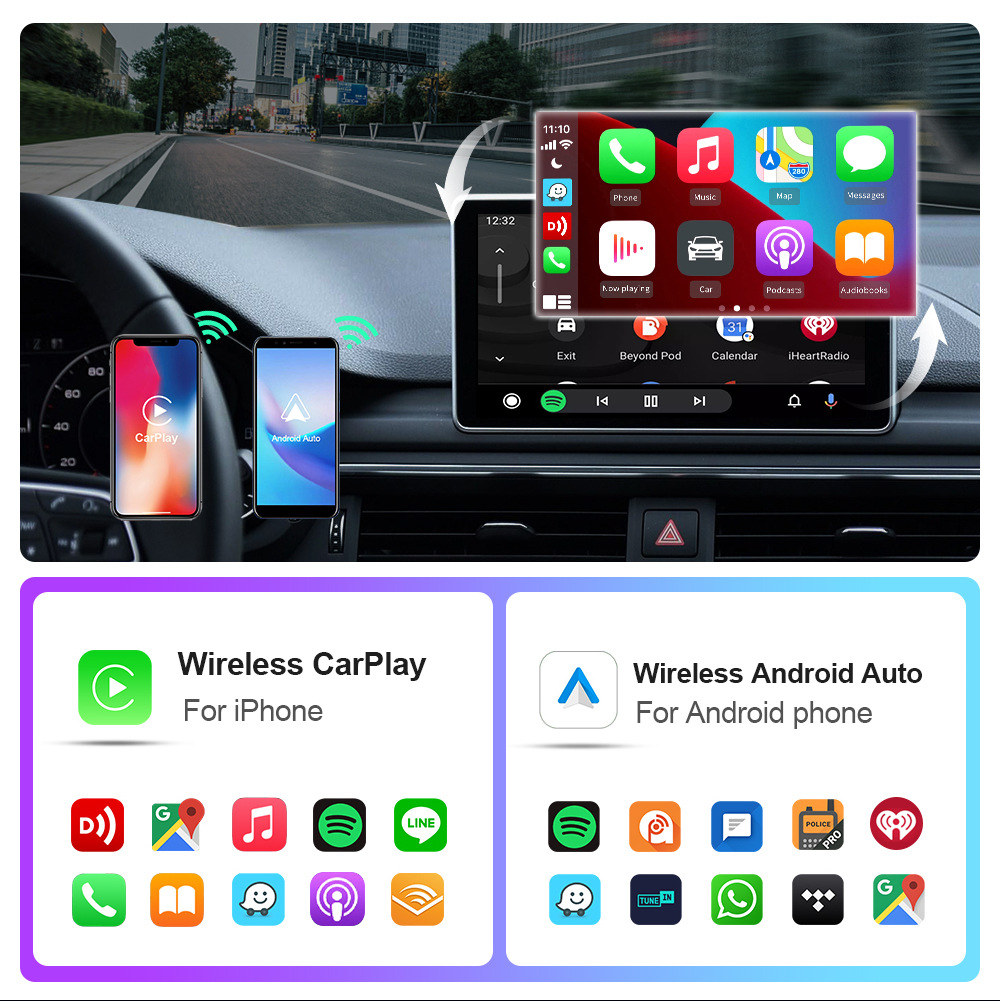 Cross-Border Bluetooth USB Ai Carplay Box Wired to Wireless Android Car Navigation Car-Machine Interconnection Box