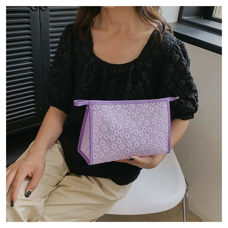 Women's All Seasons Canvas Solid Color Flower Elegant Square Zipper Cosmetic Bag Clutch Bag display picture 4