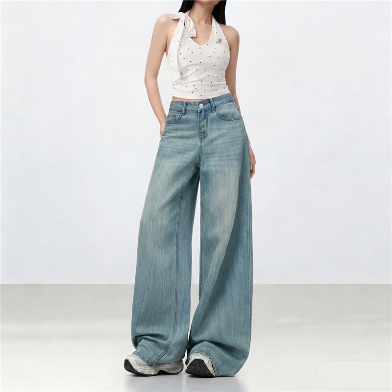 Summer Lyocell Tencel Cool-Touch Wide-Leg Jeans for Women, Thin and Loose-Fitting, Slimming Straight-Leg Pants for Petite Figures Summer Lyocell Tencel Cool-Touch Wide-Leg Jeans for Women, Thin and Loose-Fitting, Slimming Straight-Leg Pants for Petite Figures