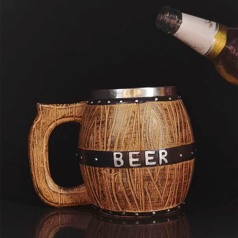Barril de madera forma cerveza nueva creativa gran capacidad cerveza bar suministros Acero inoxidable vino conjunto de vino