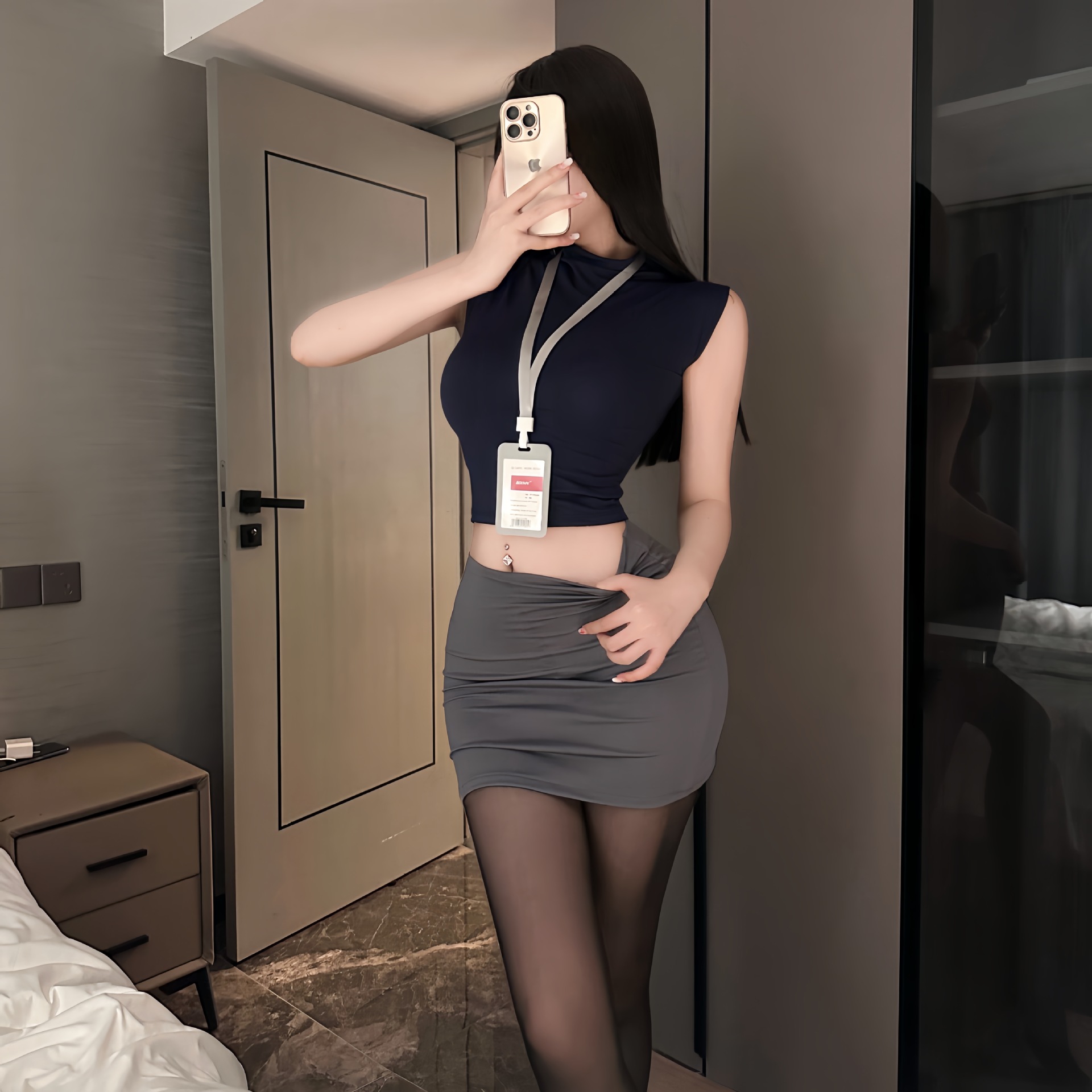 Sexy Secretary Outfit, Uniform, Seductive Lingerie, Pure Desire, Hip-Hugging Skirt, Flight Attendant Uniform, Plus Size, No Need to Take Off Set