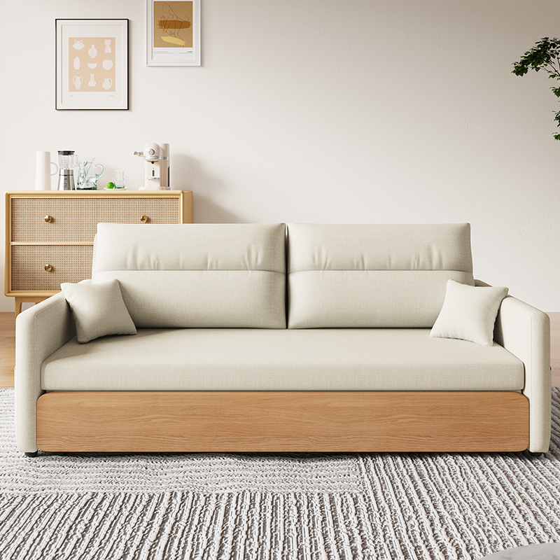 Log-Style Small Apartment Folding Two-In-One Telescopic Multi-Functional Japanese-Style Living Room Double Sofa Bed