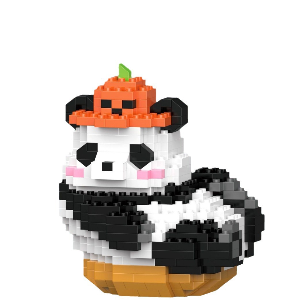 Compatible con Lego Panda flor lindo azul Fubao muñeca lindo modelo azul ensamblado bloques de construcción para niños regalo de juguete al por mayor