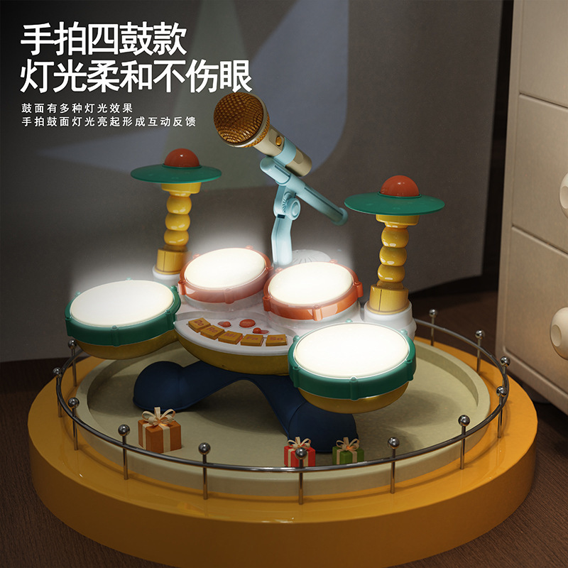 드럼 악기  드럼 어린이 드럼 베어 드럼 토끼 드럼  장난감 1-3 세 어린이 타악기 핸드 드럼