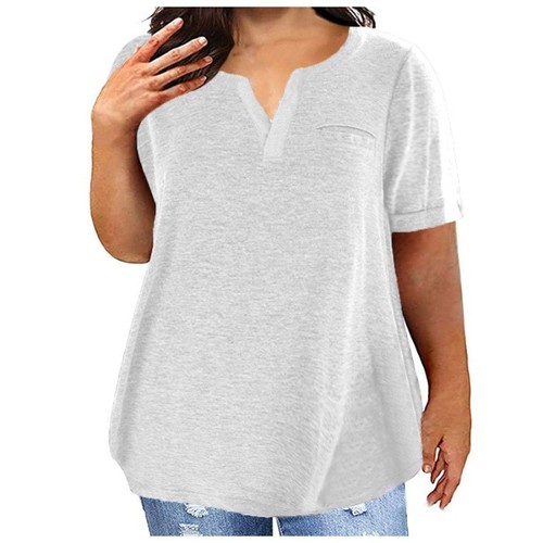 Independent station Western and Spring Summer Upfrosted Short Sleeve Pocket Loose T-shirt for Women