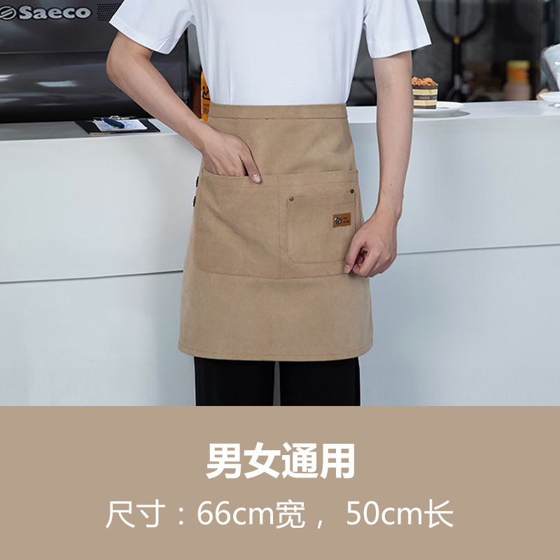 Comercio exterior barista medio delantal moda femenina restaurante cintura corta lona media ropa de trabajo delantal masculino al por mayor