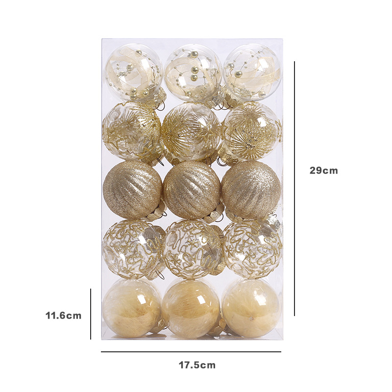 Nuevas decoraciones navideñas transfronterizas 6cmPET pintado transparente BOLA DE Navidad traje regalo árbol de Navidad colgante