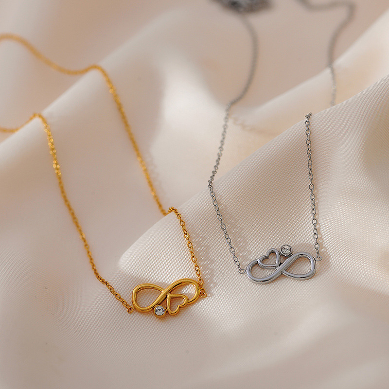 PVD Coated Gold Plating Process Wholesale Jewelry Lady Heart Shape Stainless Steel Beaded Chain Necklace