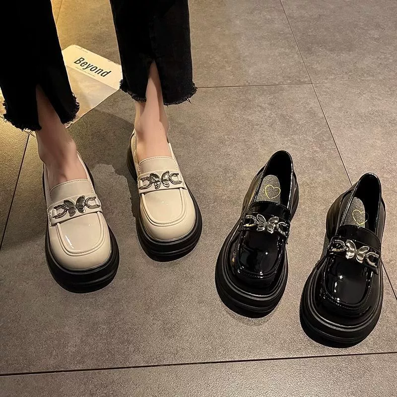 Летняя обувь в английском стиле для кожаной обуви, универсальные loafer платформа, подходит к юбке, обувь, британский стиль