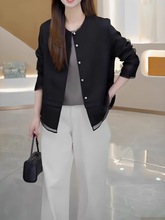 大码胖MM高级感短外套女士早秋2025新款宽松休闲外搭开衫长袖上衣