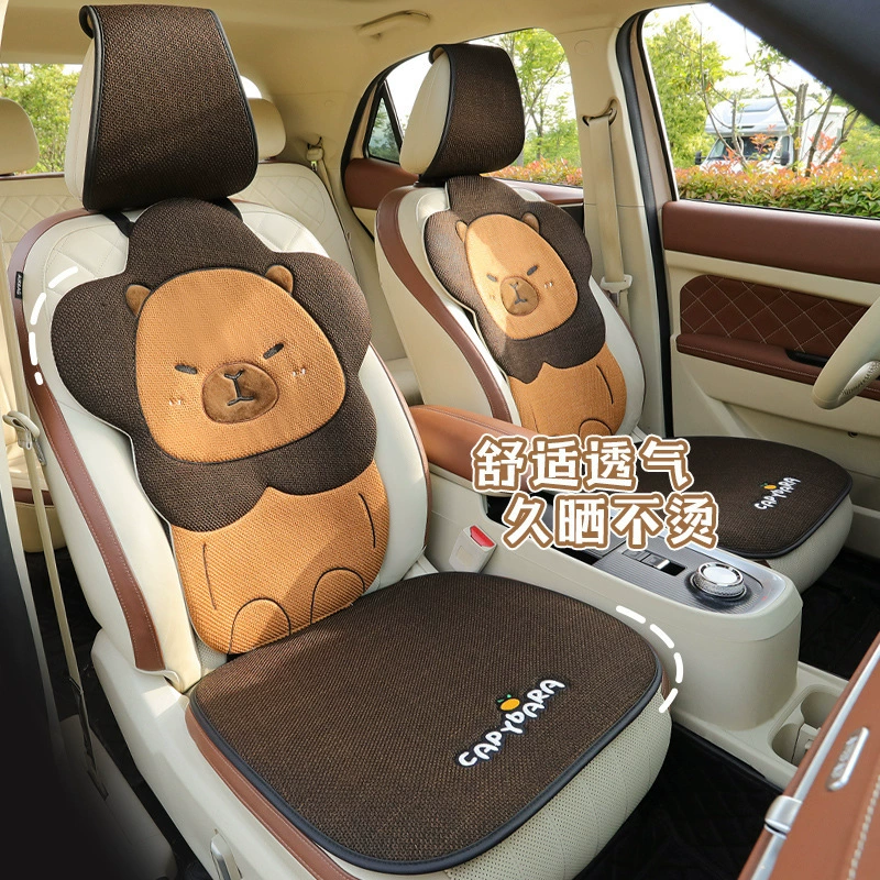 Льняная автомобильная подушка сиденья Four Seasons Универсальная автомобильная подушка сиденья дышащая мультфильм милый лев полсумки чехол на заднее сиденье