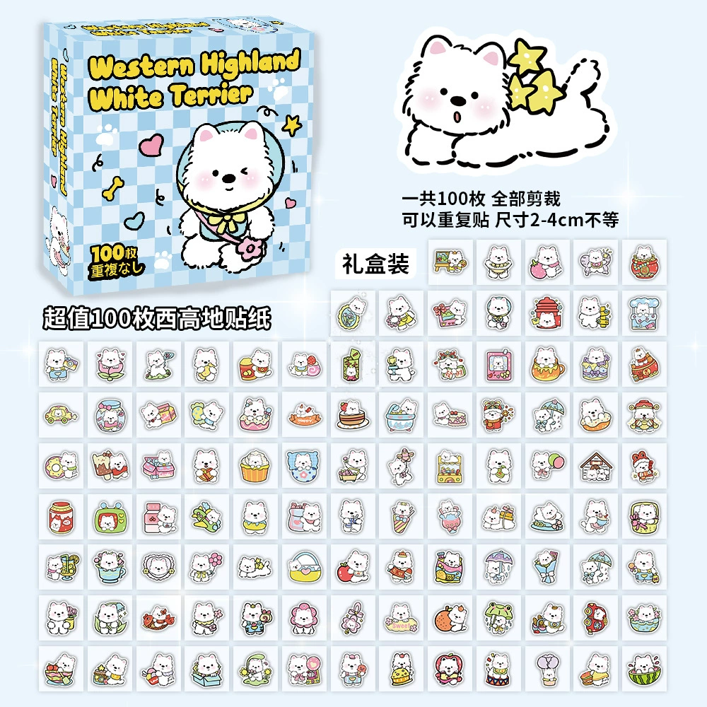 Boxed Sticker Pack, 100 Sheets, Anime & Character Emoticons, Assorted Designs