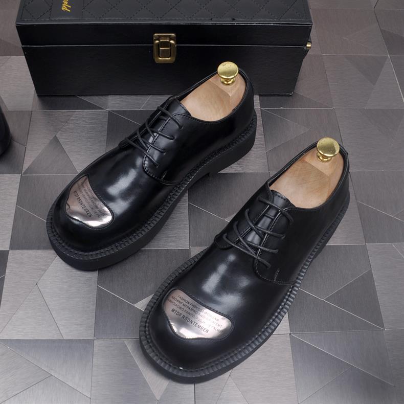 ShoeVault Neue Business-Schnürschuhe für Herren, Derby-Schuhe mit runder Zehenpartie, dicker Sohle und Plateau, die die Körpergröße erhöhen – ideal für Hochzeiten._voghion.com