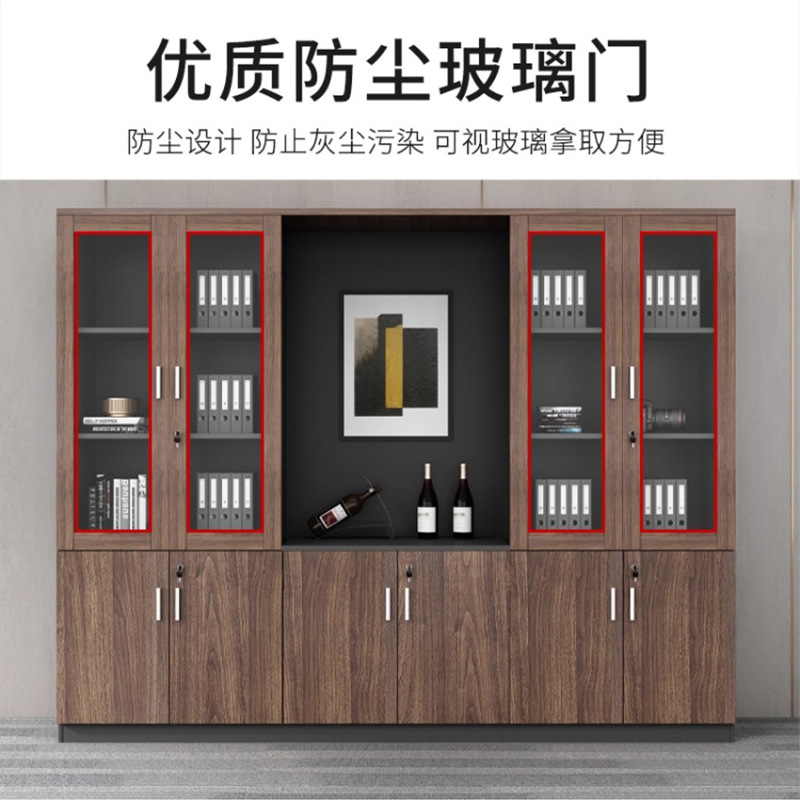 Gabinete de archivos de vidrio, gabinete de archivos, gabinete de archivos de 6 puertas, gabinete de escritorio, gabinete de madera con cerradura de seguridad, fábrica directa