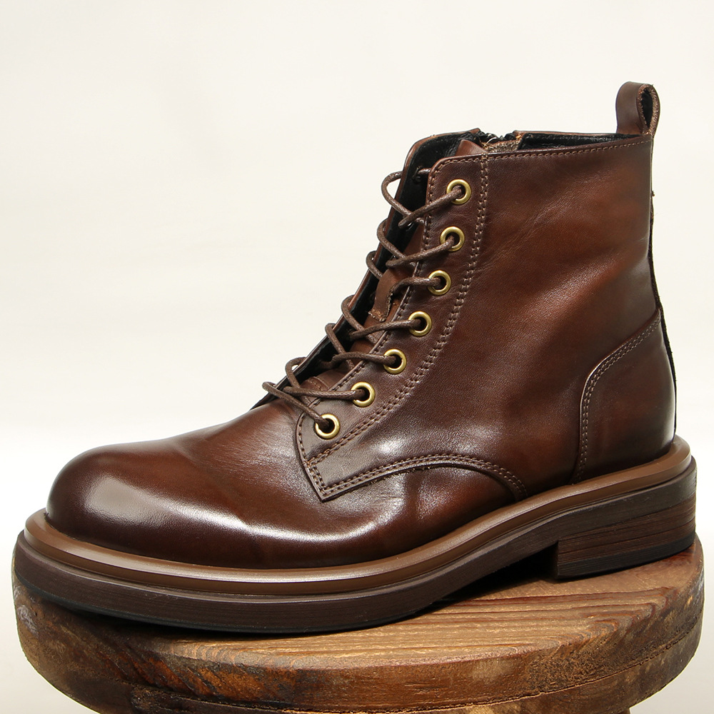 603-2 英伦男靴复古时尚靴子男高帮鞋马丁靴真皮拉链做旧男鞋