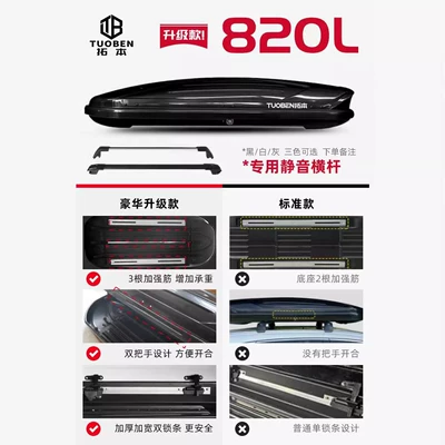 Roof box: Suvs by Tuoben - no-punching-required-820l-upgraded-roof-box-black-white-and-gray-1-high-speed-crossbar