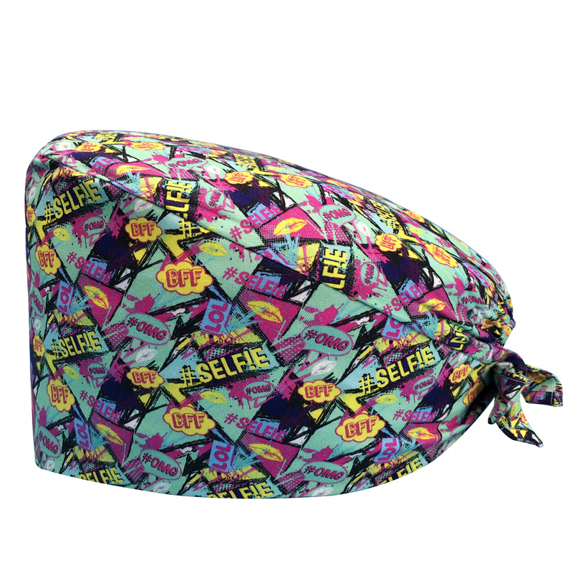 Sombrero de flores de algodón con estampado de dibujos animados, toalla absorbente para el sudor, sombrero de estudio médico, sombrero de enfermera UCI, envío directo de AliExpress