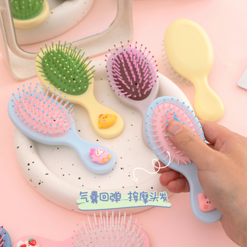 Portable handle comb for girls, anti-static massage hair comb, cute cartoon children's air cushion air bag comb
