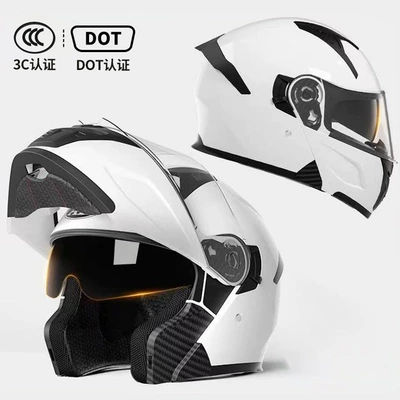 Motosiklet kaskı (dəbilqə), Cross-Border Factory Wholesale Motorcycle Helmets - white-dot3c-certified-hd-mirror-m54-56-head-circumference